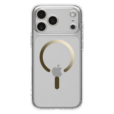 Këllëf telefoni Spigen Ultra Hybrid MagSafe për iPhone 17 Pro Max, me magnet MagSafe, transparent me të artë