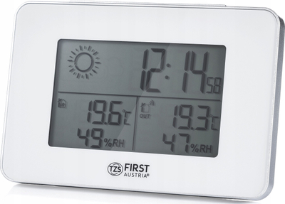 Stacion moti wireless me orë edhe alarm, sensor pa tela 60 m, ekran me dritë, i bardhë