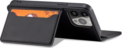 Këllëf magnetik portofol për iPhone 14 Pro Max, lëkurë ekologjike, tip libër, i zi