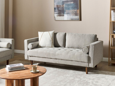 Divan klasik me 3 vende, me peliçe, 177cm, ngjyrë taupe