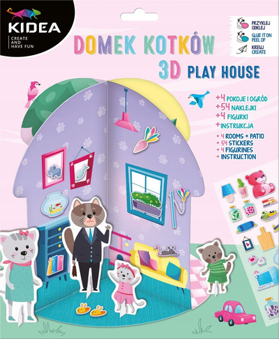 Set kreativ 3D për shtëpi maceje Kidea, letër, mbi 3 vjeç