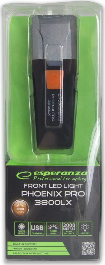 Llambë biçiklete Esperanza Phoenix Pro 3800LXX, e zezë