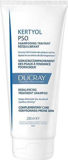 Shampo kundër zbokthit Ducray Kertyol P.S.O Rebalancing Treatment, për psoriazë të skalpit, 200 ml, e bardhë