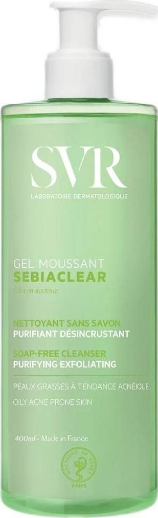 Xhel pastrues fytyre SVR Sebiaclear Foaming Gel, lëkurë e yndyrshme dhe akneike, 400ml, transparent