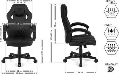 Karrige gaming SENSE7 Prism, lëkurë, ergonomike, e zezë
