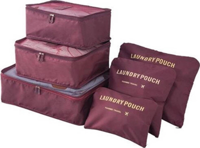 Set organizuesh udhëtimi Strado ORGPG, 6 copë, rrjetë për lavanderi, i kuq