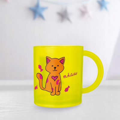 Шолја за деца Colorful Cat, безбедна за во микробранова, повеќебојна
