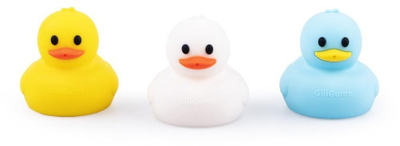 Lojë banje GiliGums Duckling Trio Bath Set, 3 copë, multingjyrëshe