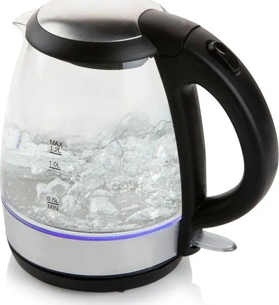 Ibrik elektrik Domo DO9218WK, 1.2L, xham, argjendtë e zezë