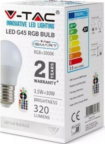 Poç elektrike V-TAC, LED, RGB, 3.5 V, 6400K, i bardhë