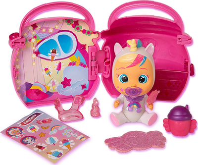 Lodër kukull Cry Babies Magic Tears Paci House Fantasy, me shpizë-çantë, aksesorë, rozë