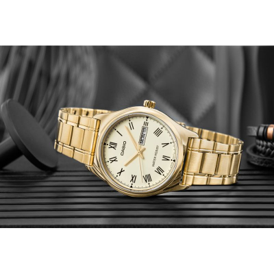 Ora dore Casio MTP-V006G-9BUDF, analoge, çelik inox, ngjyrë ari
