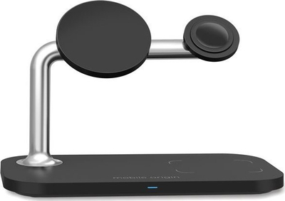 Karikues pa tela Mobile Origin 3 në 1, MagSafe, për iPhone, Apple Watch edhe AirPods, i zi