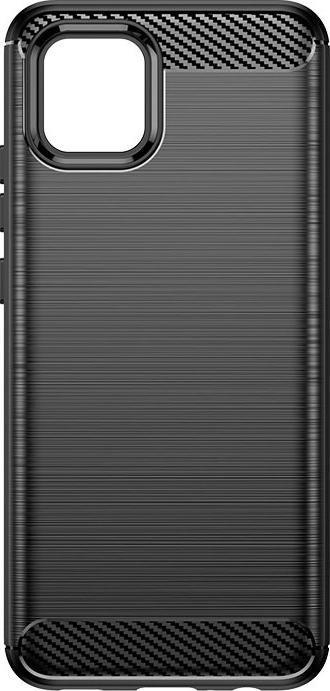 Mbrojtëse telefoni për Samsung Galaxy A03s, TPU e butë, stil karbon, e zezë