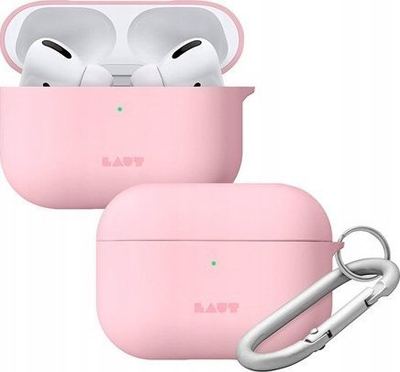 Mbrojtëse për AirPods Pro Laut Huex Pastels, silikon i butë, me karabinë, rozë Candy