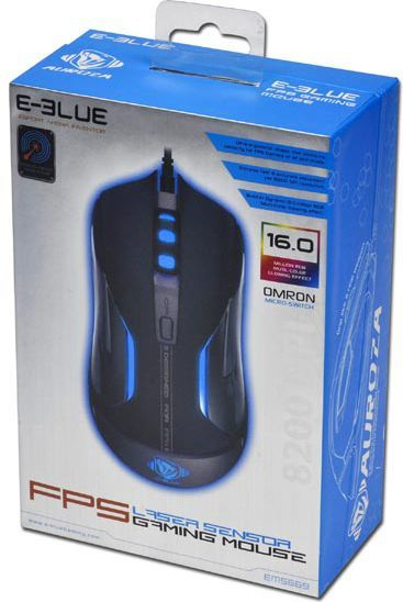 Mausi për lojëra E-Blue Auroza FPS, 8200 DPI, RGB, i zi