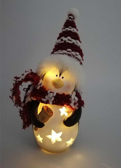 Figurë dekorative Saska Christmas Penguin, LED, 7x6x16 cm, shumëngjyrëshe