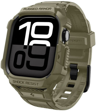 Ремче и заштитна обвивка за часовник Spigen Rugged Armor Pro 2, за Apple Watch Series 11 10 46mm, TPU, Vintage Khaki