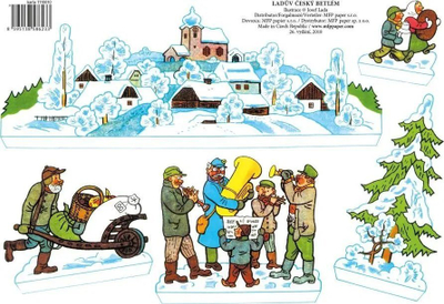 Set dekorativ Betlehem Lada Český Betlém, prerje kartoni, skenë Krishtlindjesh, shumëngjyrësh