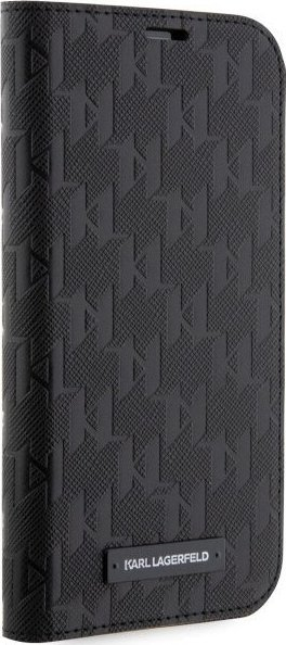 Futrollë Karl Lagerfeld KLBKP14XSAKLHPK për iPhone 14 Pro Max, tip libër, Saffiano Monogram, e zezë