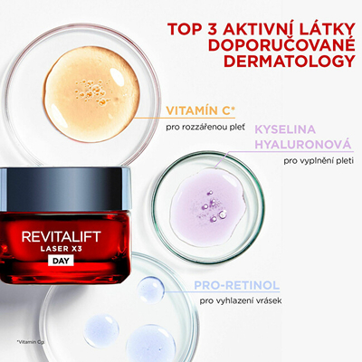 Krem dite anti–rrudha L'Oreal Paris Revitalift Laser X3, set 6x50ml, Pro Xylane 3%, për fytyrë
