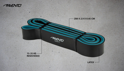 Shirit rezistence Avento Heavy, 15–35 kg, 208 cm, i zi me jeshile