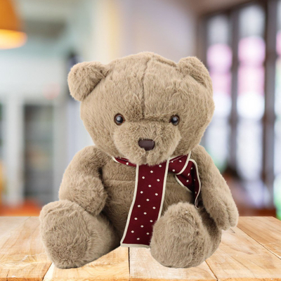 Lodër arush pelushi Mascot, 45cm, me shall, kafe e çelët