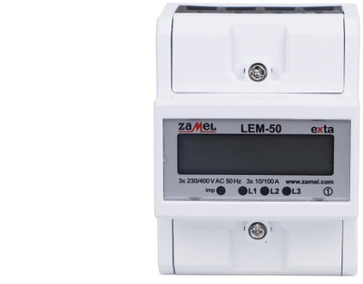 Matës energjie trefazor Zamel LEM-50, 3x230/400V, 100A, i bardhë