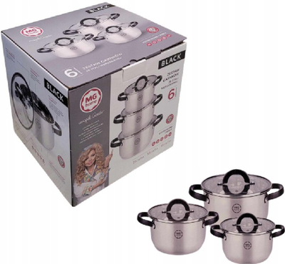 Set tenxheresh Ambition Black Inox, 6 copë, çelik inox, ngjyrë argjendi