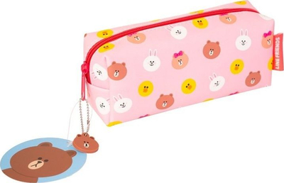 Çantë kozmetike Line Friends Pencil Case, me figurë arushi, për çdo lloj përdorimi, kafe