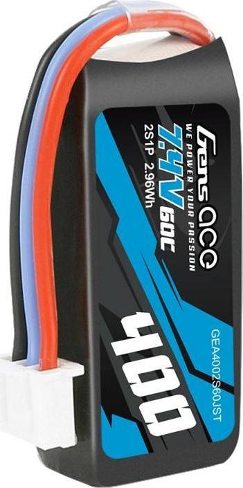 Bateri LiPo Gens Ace 400mAh, 7.4V 60C, konektor JST, e zezë