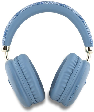 Kufje wireless Guess GUBHK1P4TPB, PU lëkurë, logo 4G Triangle, blu