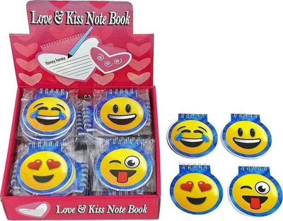 Bllok shënimesh me unaza Round Notebook, 8 cm, kapak me smiley, me shumë ngjyra