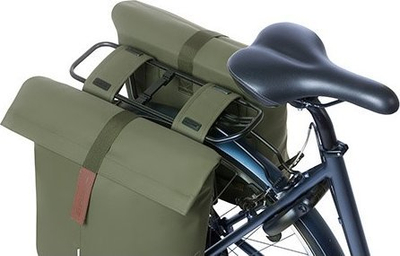 Sakwa dyshe biçiklete Basil City Double Pannier, 28-32L, Universal Bridge System, jeshile moss