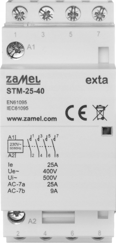 Kontaktor Zamel STM-25-40, 25A, 230V 4xNO, gri