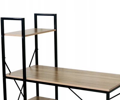 Tavolinë zyre Modern Loft School Desk, me rafte të integruara, dyshtresore, ngjyrë druri