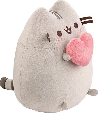 Lodër pelushi Pusheen me zemër, 24cm, gri shumë e butë