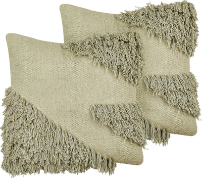 Jastëk dekorativ Beliani SOURWOOD set 2 copë, pambuk, 45 x 45 cm, jeshile e çelët