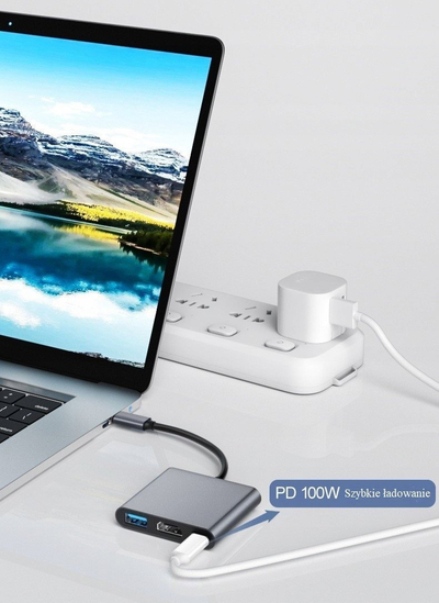 Docking station Bounn JL-CHC01, 3 në 1, USB-C, gri