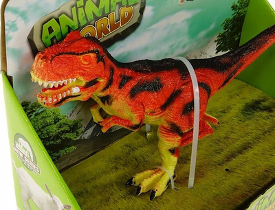 Lodër dinosauri Animal World T Rex, 23 cm, plastike, portokalli me të zezë