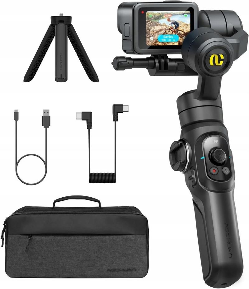 Stabilizues për kamera Aochuan Smart G1, 3 akshe, selfie stick dhe tripod, i zi