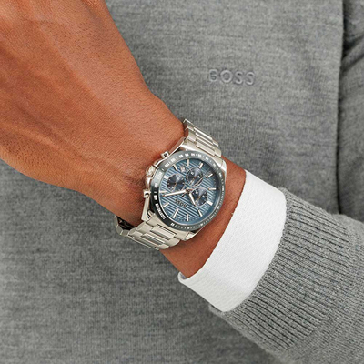 Ora dore Boss Strike Chronograph, 41mm, rezistente 5 bar, argjendi