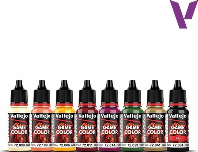 Set bojëra akrilike Vallejo Game Color Aztec Dragons, 8 copë, për miniatura