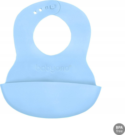Babero plastike BABYONO Soft, me xhep, pa BPA, blu