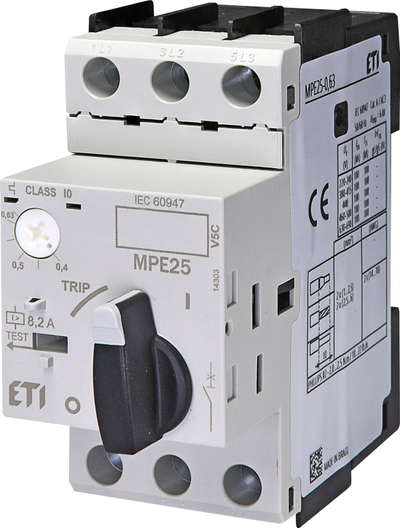 Çelës motori ETI MPE25-0.63, 3P 0.18kW, 0.4-0.63A, gri