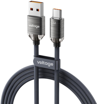 Kabllo karikimi Voltage PureCrystal, USB A në USB C, 66W, 100cm, e zezë