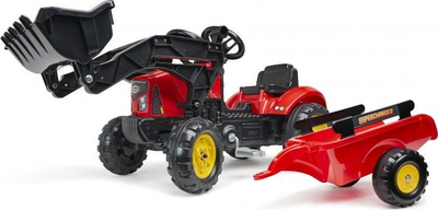 Traktor lodër Falk Red Supercharger, me pedale, me rimorkio, i kuq