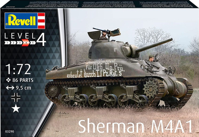 Model tanku Revell Sherman M4A1, shkalla 1:72, 9.5 cm, gri