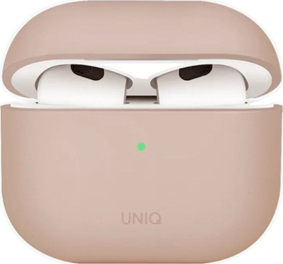Mbështjellës silikoni Uniq Lino për AirPods 4, me çantë mbrojtëse, rozë