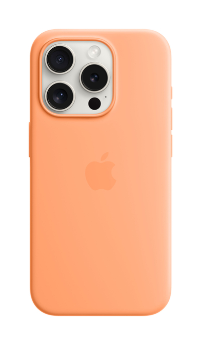Маска Apple за iPhone 15 Pro Silicone Case со MagSafe, Orange Sorbet
